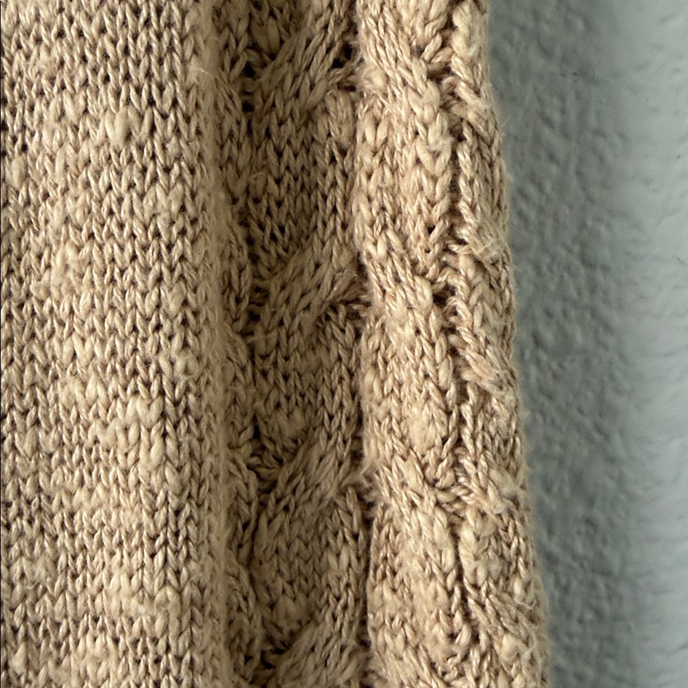 Spell And The Gypsy Yellowstone Tan Linen Wide leg Knit Pants Cable Knit L - Picture 8 of 13